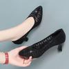 Breathable High Heels Women's Summer Bag Head Mesh Rhinestone Pointed Toe Openwork Women's Sandals