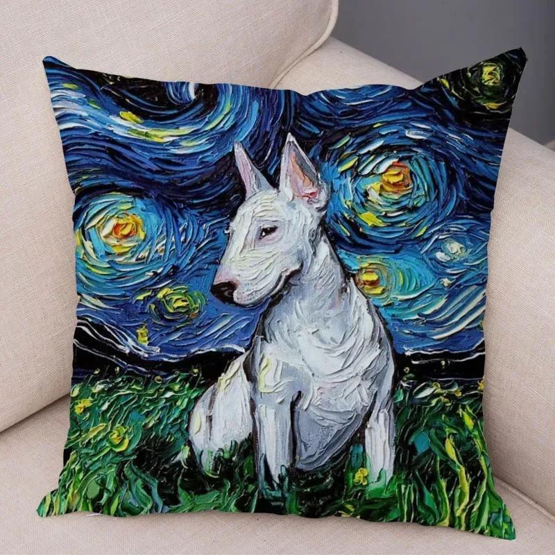 Colorful Pet Shepherd Dog Cushion Cover Pillow Case Pillow Covers Decor Oil Painting Cartoon Animal  Pillowcase 45x45