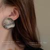 Silver Needle Semicircle Metal Earrings - European & American Exaggerated Style Fashion Studs for Women