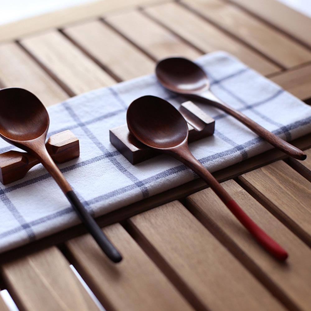 Round Spoon Head Coffee Dessert Ice Cream Kitchen Utensils Soup Spoon Wooden Spoon Tableware
