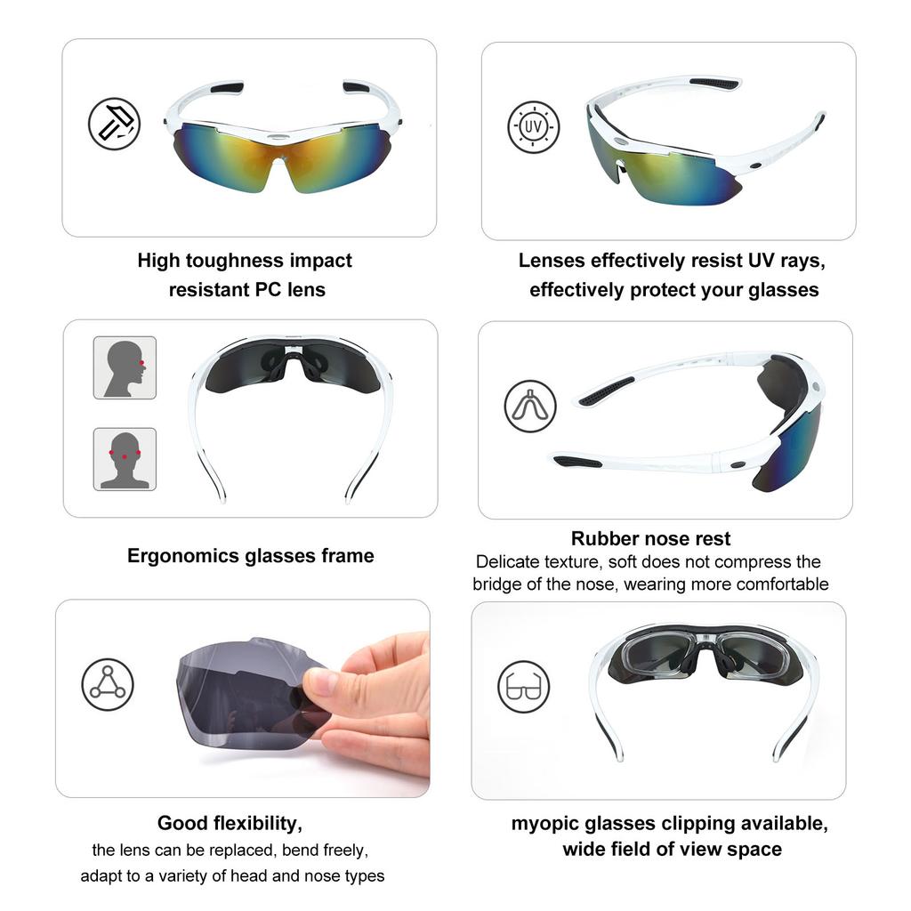 Outdoor Cycling Riding Polarized Fishing Glasses Mountain Bike Riding Sunglasses for Camping White