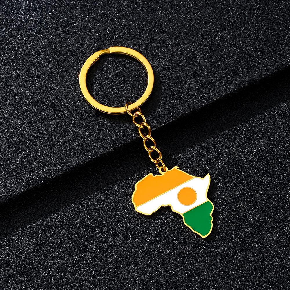 Portachiavi Premium in Acciaio Inossidabile con Ciondolo Mappa Bandiera Africa Ghana Nigeria Capo Verde Congo Uganda Regalo per Appassionati di Viaggi