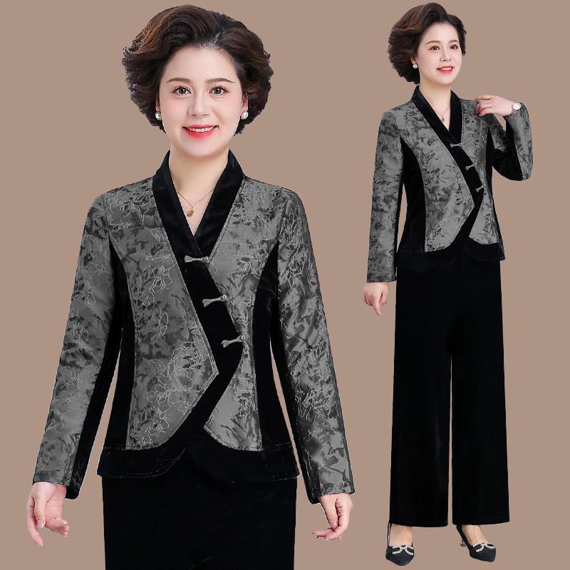Spring Corduroy Sportswear Set for Middle-aged Women - 2025 Style Two-Piece Jacket Outfit