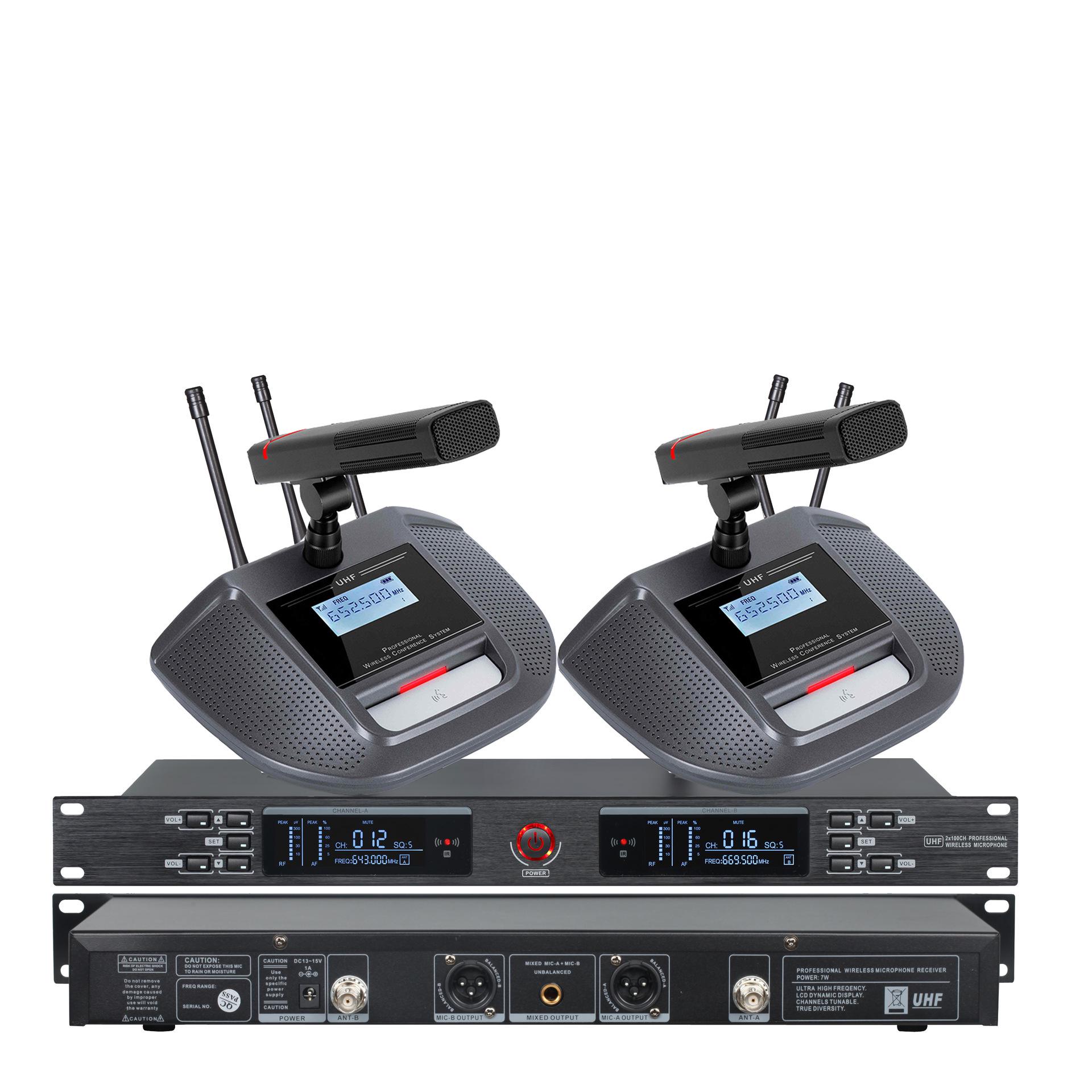 

Wireless Conference Dual Microphone System - In Stock UR-3000 with Short Rod 002