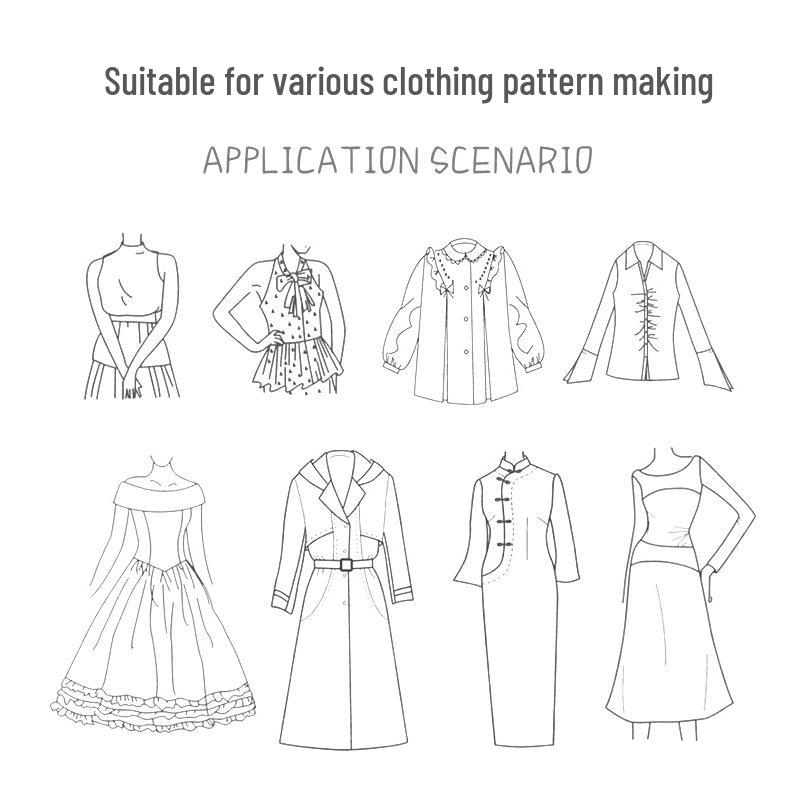 Multifunctional Dressmaking and Grading Ruler Set for Sewing, Tailoring, Curve Cutting, and Proportion Pattern Making