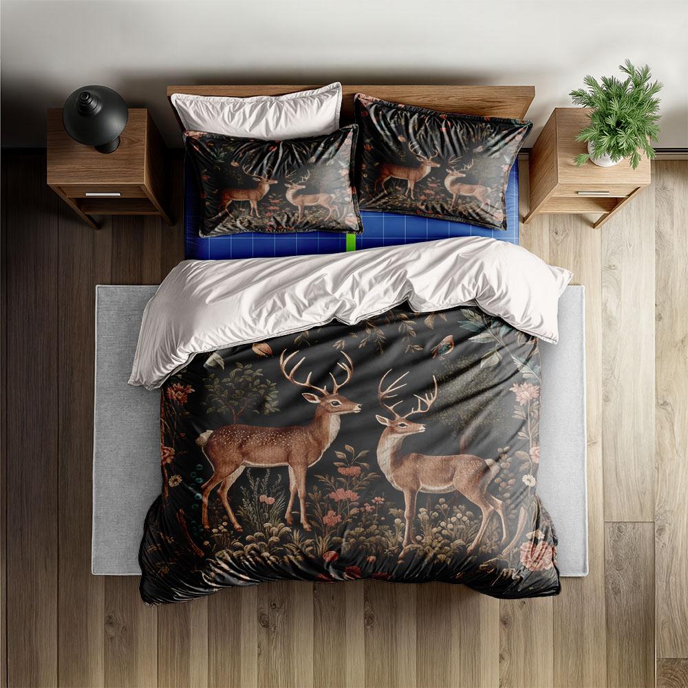 

Taupe Cottagecore Wild Deer Duvet Cover Set EU Single Double King US Twin Full Queen Size Bed Linen Set 140x210cm