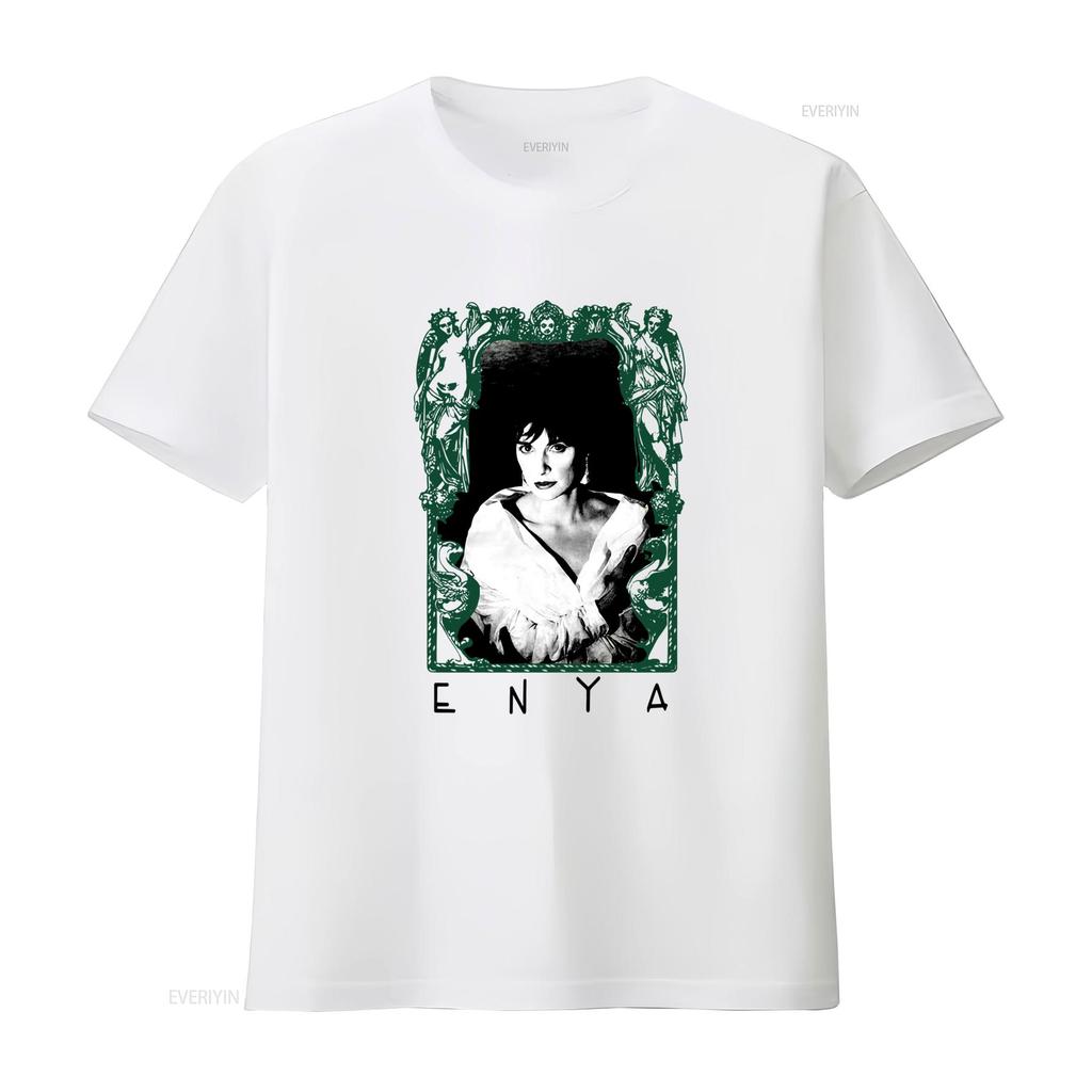 Vintage Enya Porträt T-Shirt für Erwachsene in den Größen S 5XL mit Gothic-Rahmen-Design vintage gewaschen Mode dehnbar Unisex homme