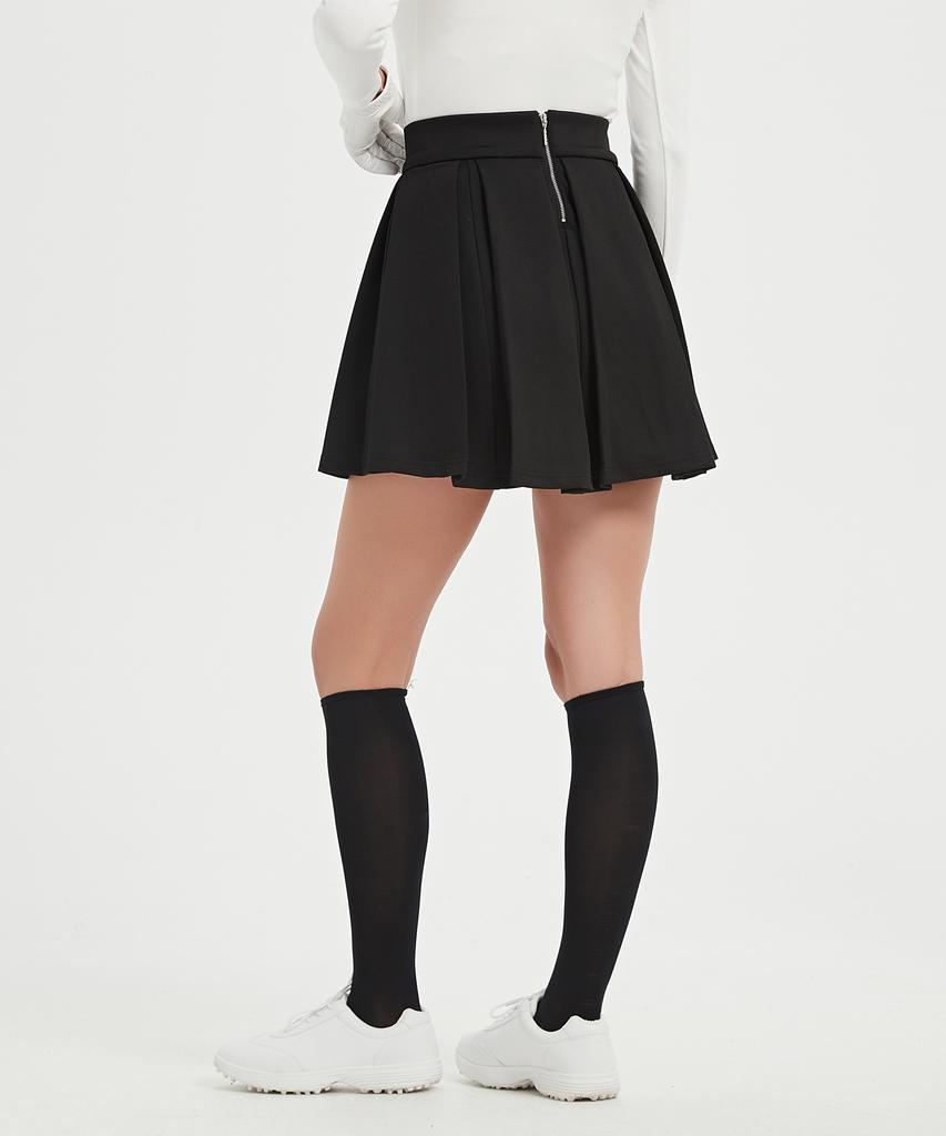 I Parka Black Spiral Pleated Skirt