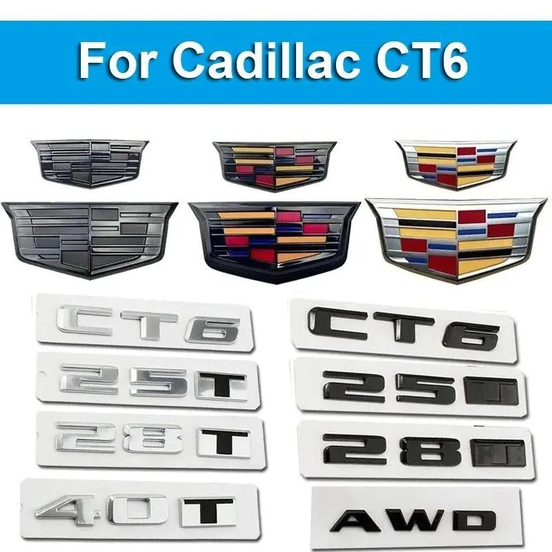 For Cadillac CT6 25T 28T 40T AWD ABS Car Front Grille Emblem Rear Trunk Cover Badge Auto Tail Displacement Sticker Accessories