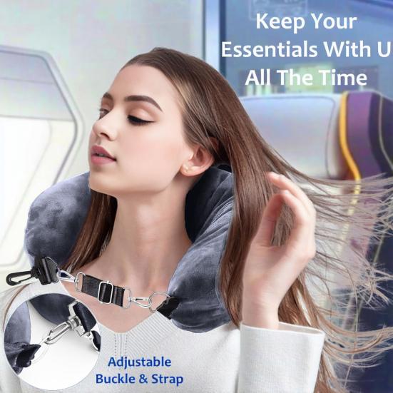 U-shaped Pillow Creative Adjustable Buckle Space Saving Travel Pillowcase Stuffable U-shaped Neck Pillow Case Tube Pillow Travel Accessories