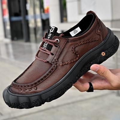 Genuine Leather Mens Casual Shoes Outdoor Travel Loafers Comfortable Walking Flats Non Slip Soft Moccasins Simple Male Sneakers