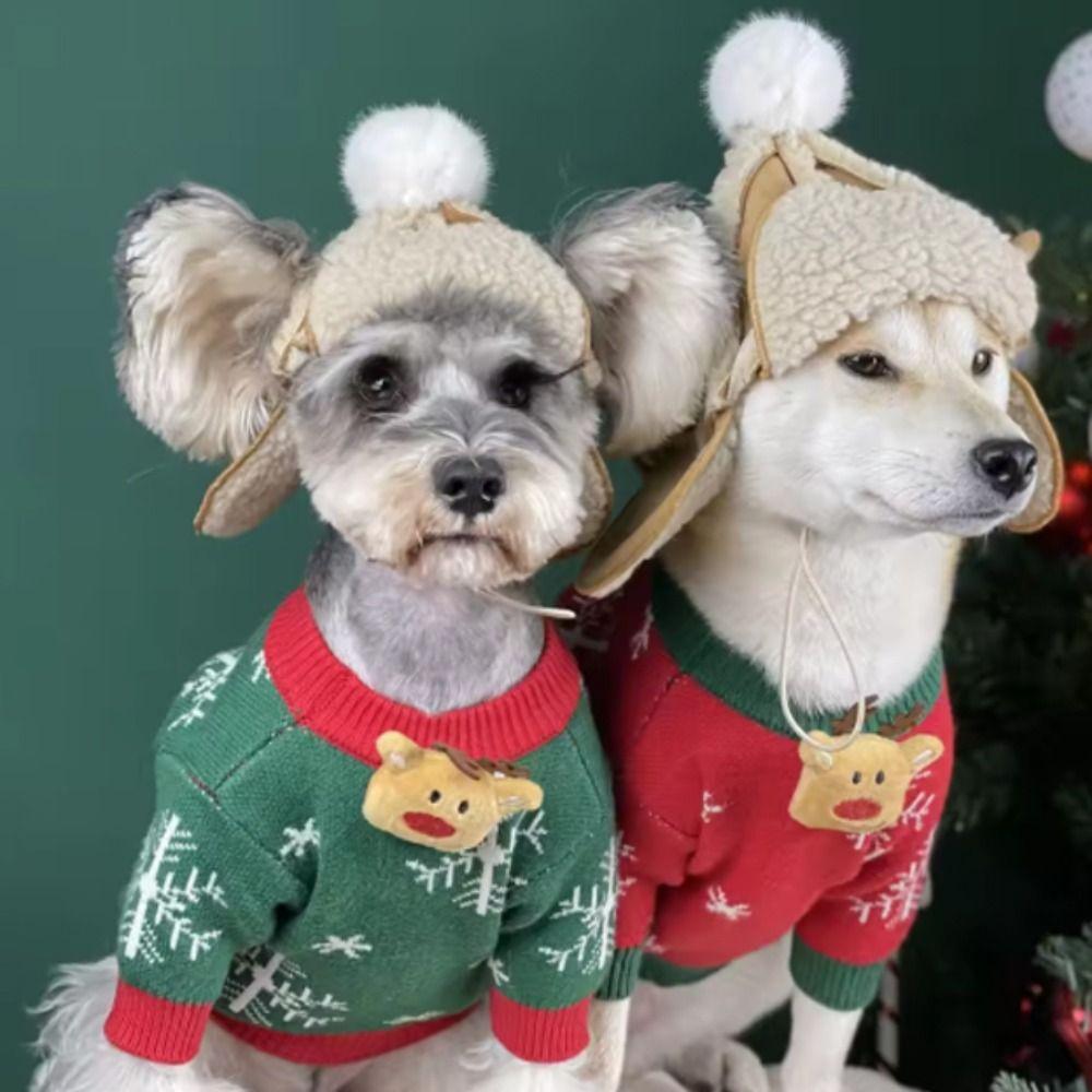 Warm Cat Flying Hat Lamb Fur Windproof Dog Cap Fashion Fluffy Dog Hat  Outdoor Activities