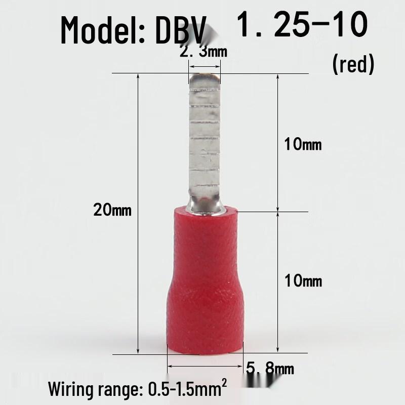 DBV1.25-10 DBN Pre-Insulated Copper Wire Terminals