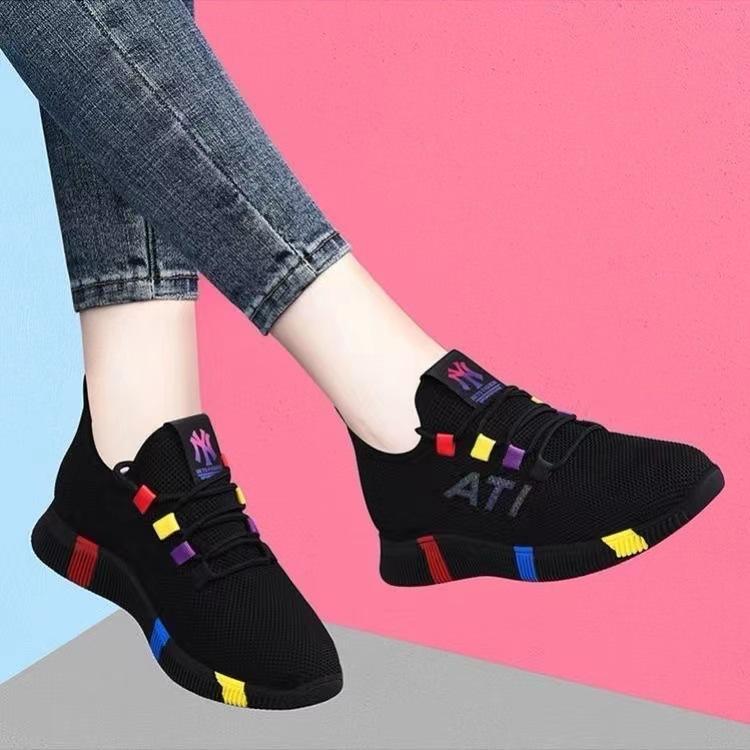 Summer New Casual Women's Shoes Colored Sports Shoes Square Dancing Shoes Mother Shoes Lightweight Travel Shoes