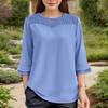 ZANZEA Women Summer Patchwork Round Neck Casual 3/4 Sleeve Loose Blouse