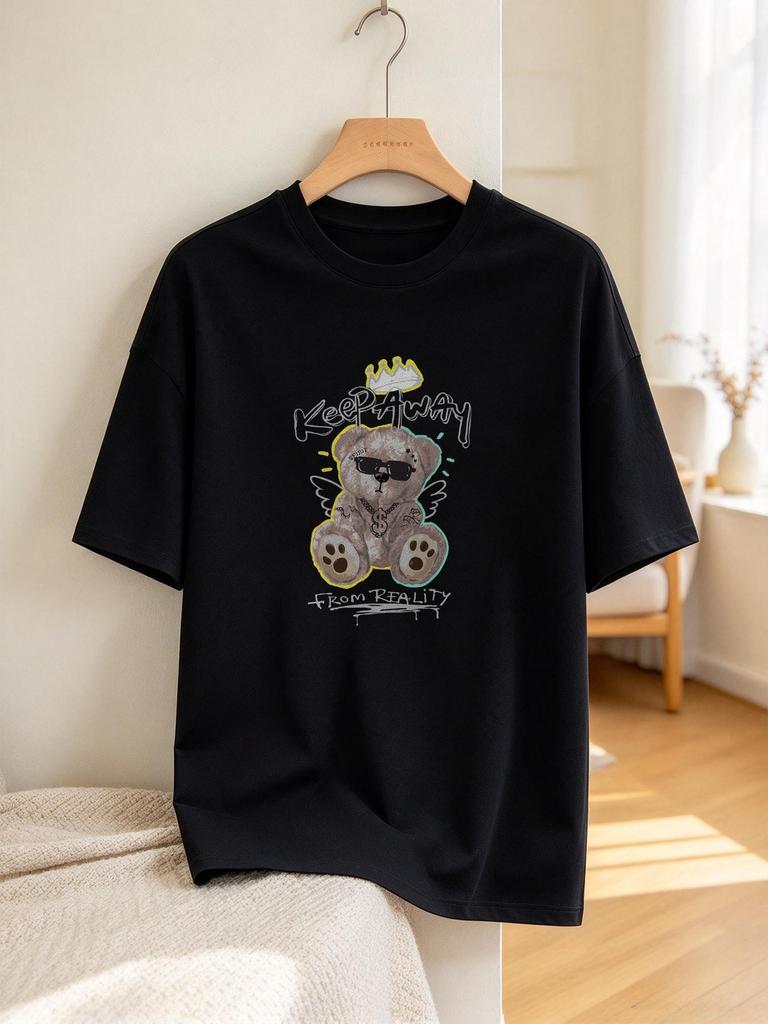Unisex T Shirt Cool Crown Bear Print Casual Summer Comfortable Soft Daily Top Tees