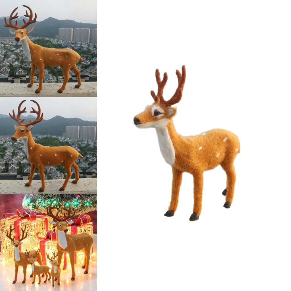 Christmas Deer Decor Figurine With Plastic Material For Holiday Window Display And Storefront Setup