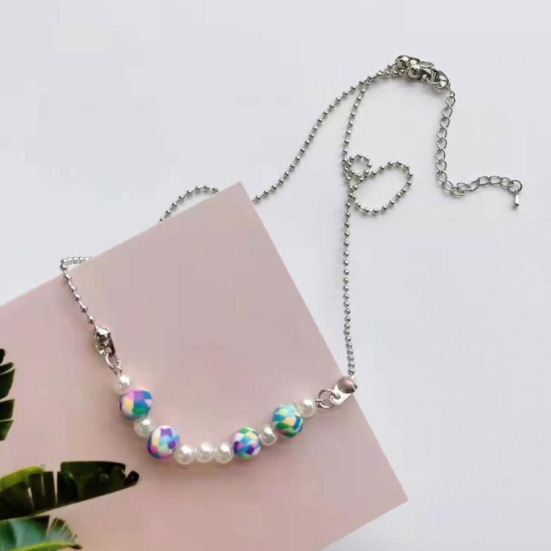 Bohemian Beaded Irregular Pendant Necklace Colored Round Bead High-Grade Crystal Necklace Summer Resin Necklace Jewelry