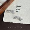Light luxury high-end confession love letter earrings Korean cute bow stud earrings elegant niche birthday gift earrings