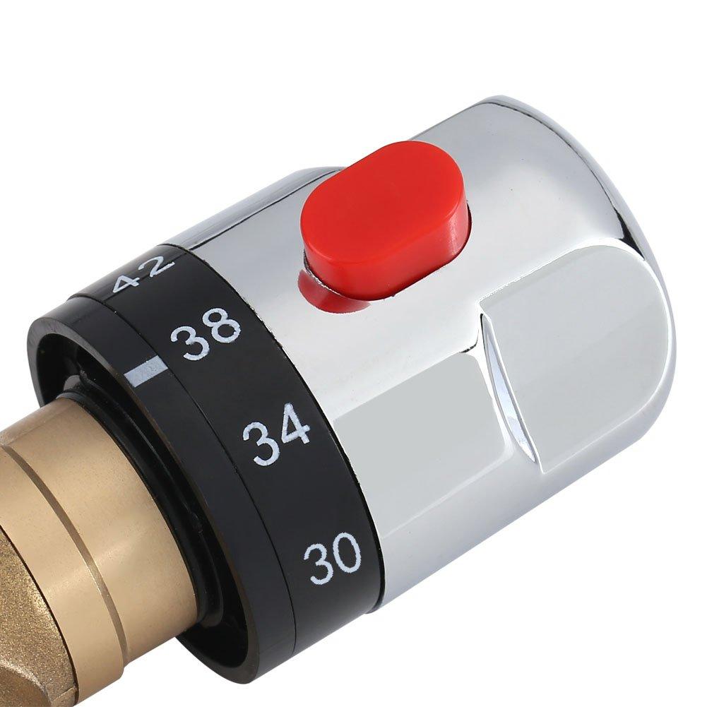 Acogedor Brass Thermostat Mixing Valve G1/2" Practical and Durable Temperature Control for Multi-Purpose Bathrooms and Kitchens
