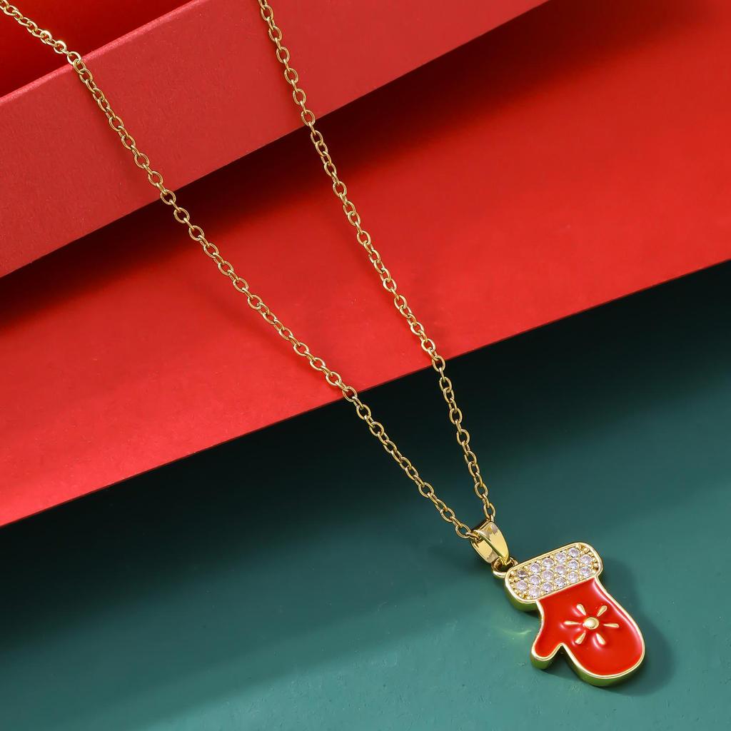 Festive Socks, Hat, Gloves & Necklace Set - Non-Fading European & American Hot Selling Jewelry