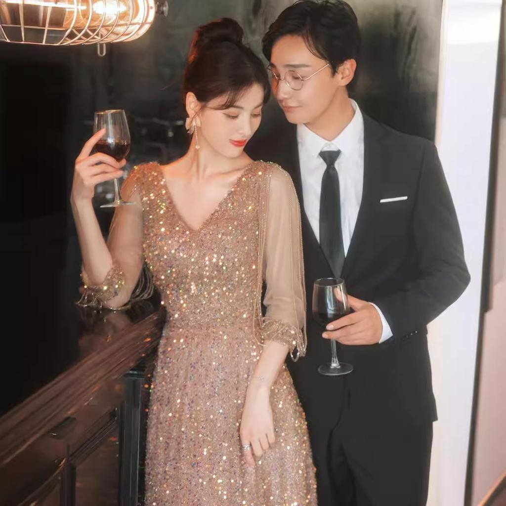 Dinner Party Small Evening Dress Women's Annual Meeting Host 1011 New Summer Engagement Toast Bridal Dress