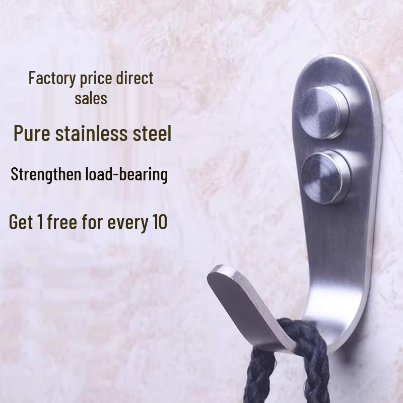 Stainless Steel Single Clothes Hook for Bathroom, Kitchen, or Toilet Large 1.5mm (No Accessories)