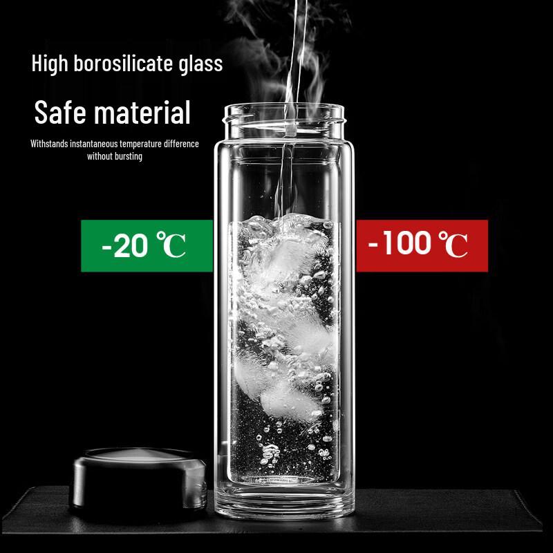 ZISIZ Double-Layer Glass Water Cup