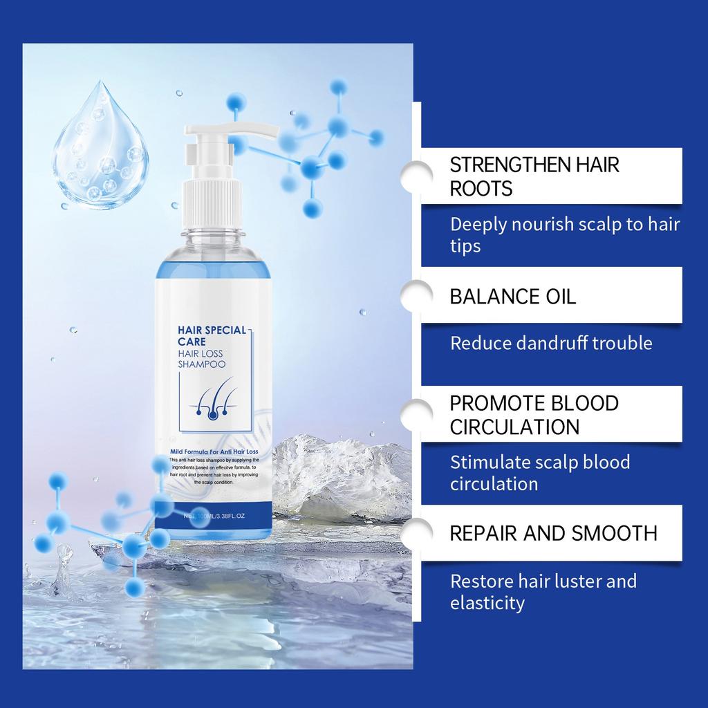 Šampon s modrým měděným peptidem, hydratační šampon pro suché vlasy a masáž hladkých vlasů Šampon pro péči o vlasy 100 ml