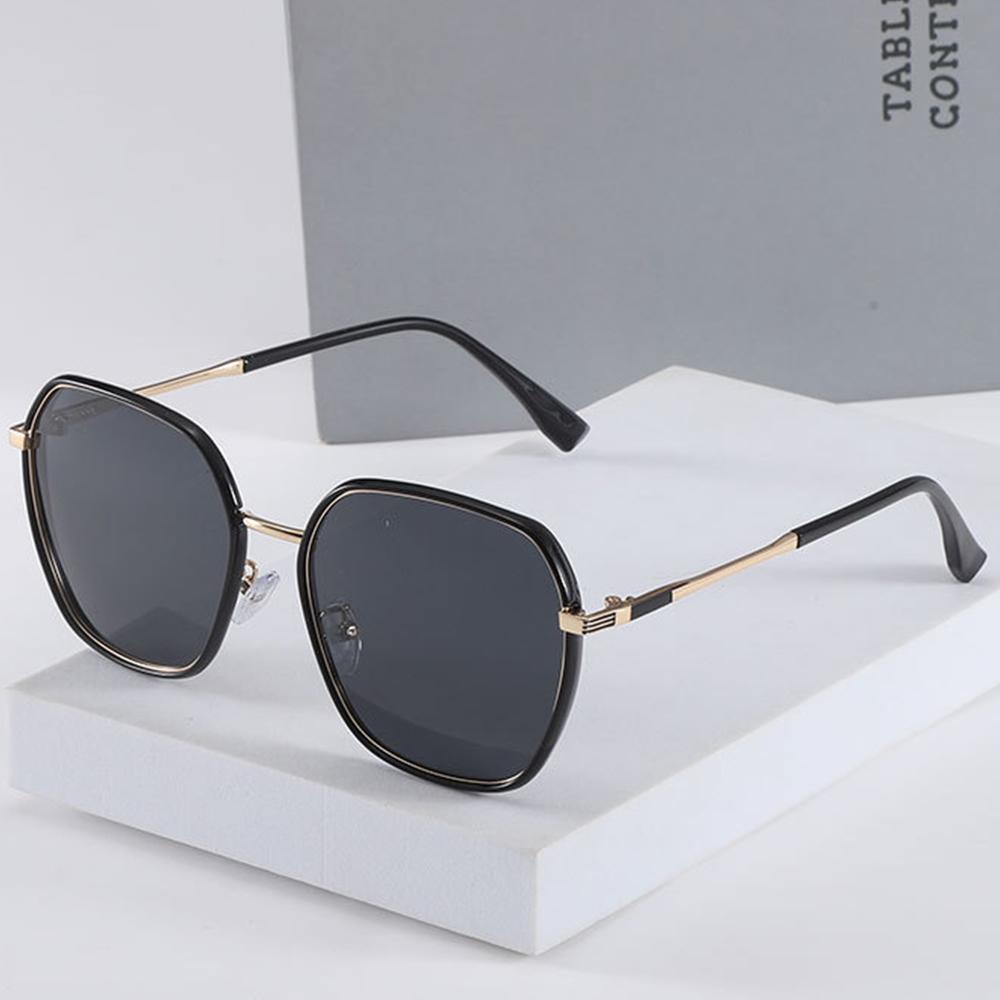 Women Trendy Sun Glasses Polarized Oversized Geometric Sunglasses UV400 Protection Lens TR Metal Frame for Men Women