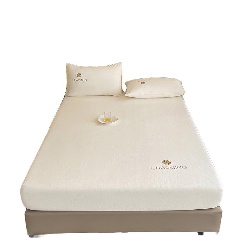 Mao Ren Embroidered Milk Velvet Fitted Sheet 180x200cm