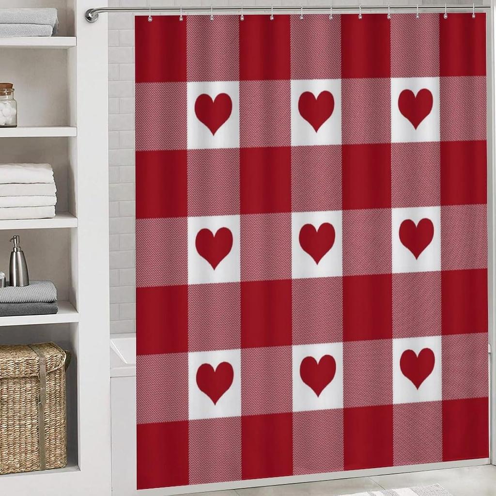 Valentines Shower Curtain Bathroom Love Farmhouse Holiday Bathroom Decor 72x72 Inches with 12 Hooks