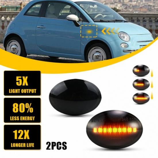 2X Sequential Amber LED Side Marker Light FIT 2007- Fiat 500 Maserati Gran V