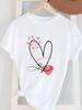 (Asian Size) Women's Top T Female Print Short Sleeve T-shirts Fashion flower letter O-neck Casual Clothing  Graphic Tee