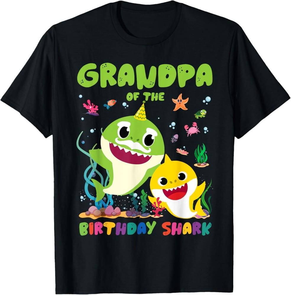 Funny Birthday Boy Girl Grandpa Of The Birthday Family Shark T-Shirt Unisex T-Shirt S