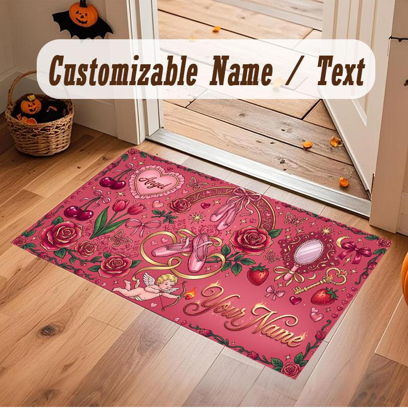 Decorative Artwork Theme Crystal Velvet Floor Rug Personalized Custom Name Text Warm Carpet Home Decoration