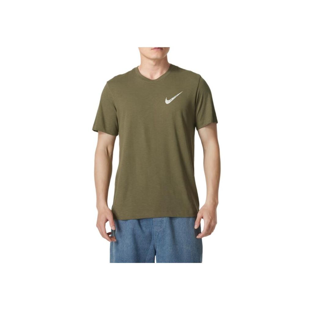 Nike Lockere Passform Markenlogo Schnelltrocknend Atmungsaktiv Bedruckt Rundhals-Pullover Kurzarm-T-Shirt Herren Tops Grün FQ3867222