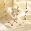 Stainless steel round bead chain tassel zircon necklace for women, high-end clavicle chain, titanium steel jewelry, non-fading