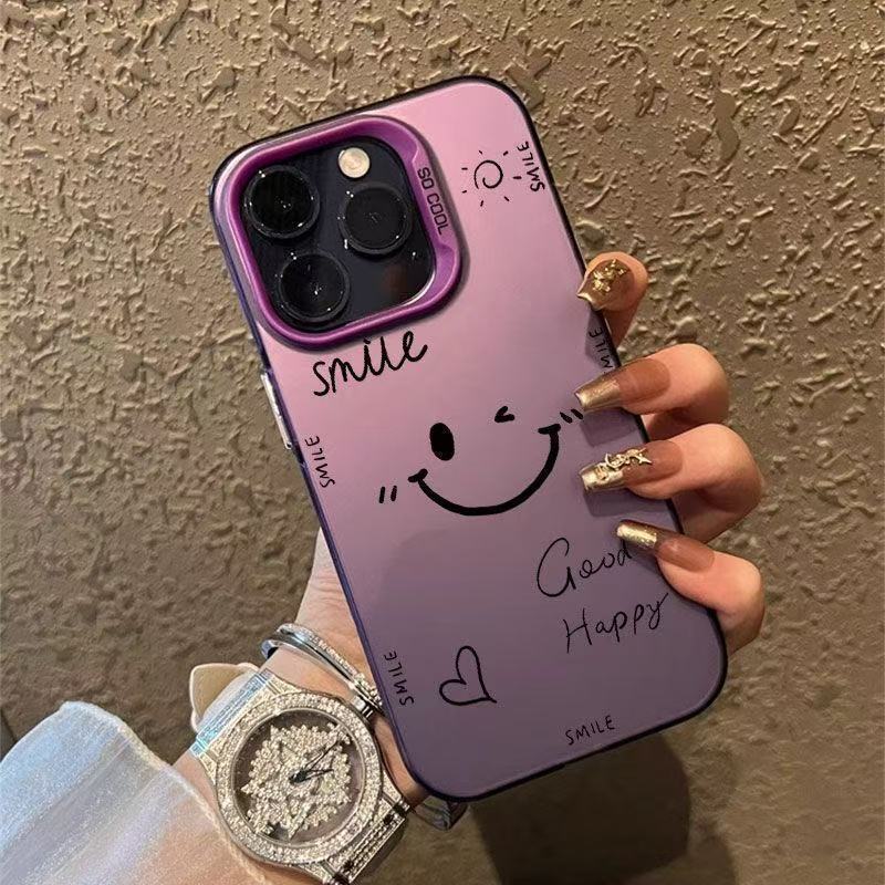 Simple smiley face is suitable for Apple 17Promax mobile phone case personalized case iPhone16/15ins wind 14 laser 13