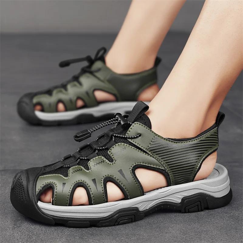 Men'Sandals Summer 2024 Shoes High Quality Leather Mens Sandals Summer Outdoor Comfortable Men's Beach Sandals Mans Footwear