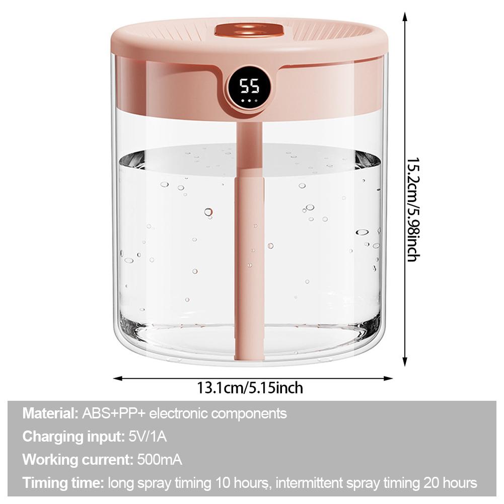 2L Dual Spray Luftbefeuchter USB Ladung Große Kapazität Intelligente Nachtlicht Digital Display Haushalt Stumm Zerstäuber