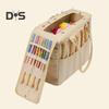 Canvas Yarn Storage Bag Solid Knitting Bag Handle Design Lightweight Portable Large Capacity Tote Organizer with Multi-layer Pockets