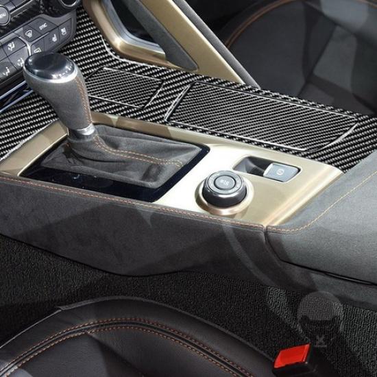 Carbon Fiber Inner Water Cup Holder Panel Trim Cover For Chevrolet Corvette C7