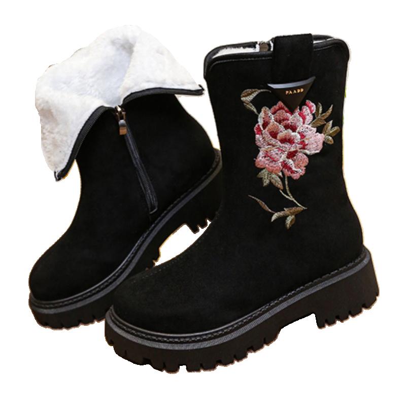 Print Platform Ankle Women Boots Suede Shoes Winter 2025 Brand Gladiator Casual Shoes Trend New Non Slip Pumps Snow Botas Mujer