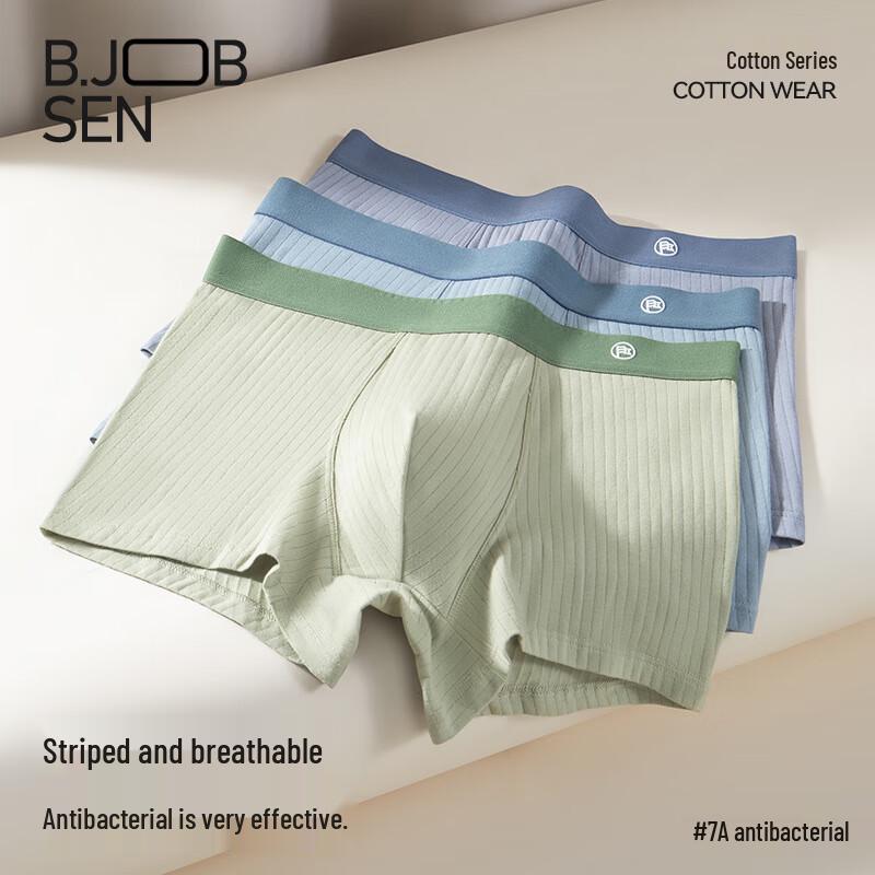B.JOBSEN Men's Pure Cotton Breathable Boxer Briefs 2-Pack