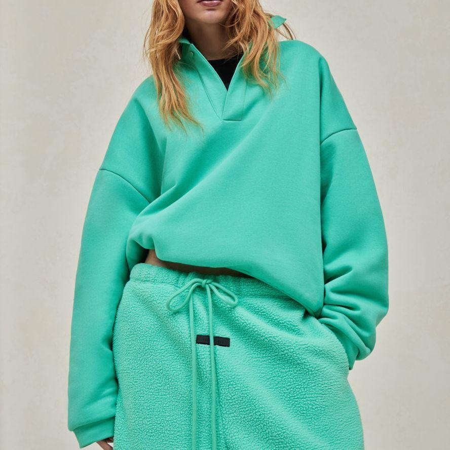 Fear of God Essentials Long-Sleeve Polo Mint Leaf Men Tops Green 192SP244392F
