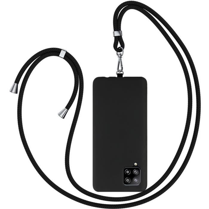 Coque - Samsung - A42 - Silicone Souple - Anti-Choc - Collier Cordon Noir