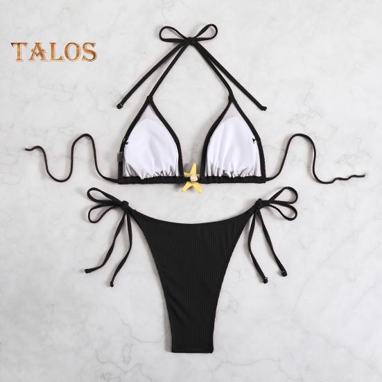 Women's Bikini Set Halter String Side Tie Two-Piece Swimsuit with Starfish Decor Sexy Triangle Bathing Suits for Beach Vacation Hot Spring Pool