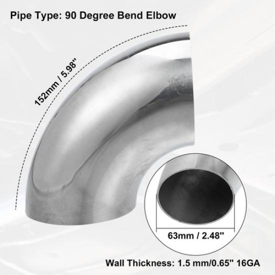 Universal OD 2.5" 90 Degree Car Mandrel Bend Elbow Bend Exhaust Tube Pack of 2