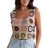 Gilet a Maglia all'Uncinetto da Donna Y2K Crop Top Senza Maniche Canotta Lavorata a Maglia Vuota Abbigliamento da Spiaggia Estivo Pullover Leggero Casual